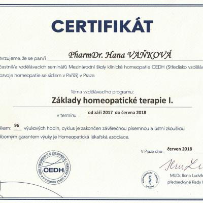 Homeopatie Certifikat 1